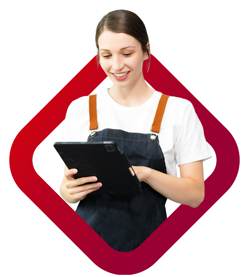 Klipboard Retail sector, waitress using POS on tablet