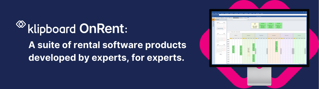Banner showcasing Klipboard OnRent software range