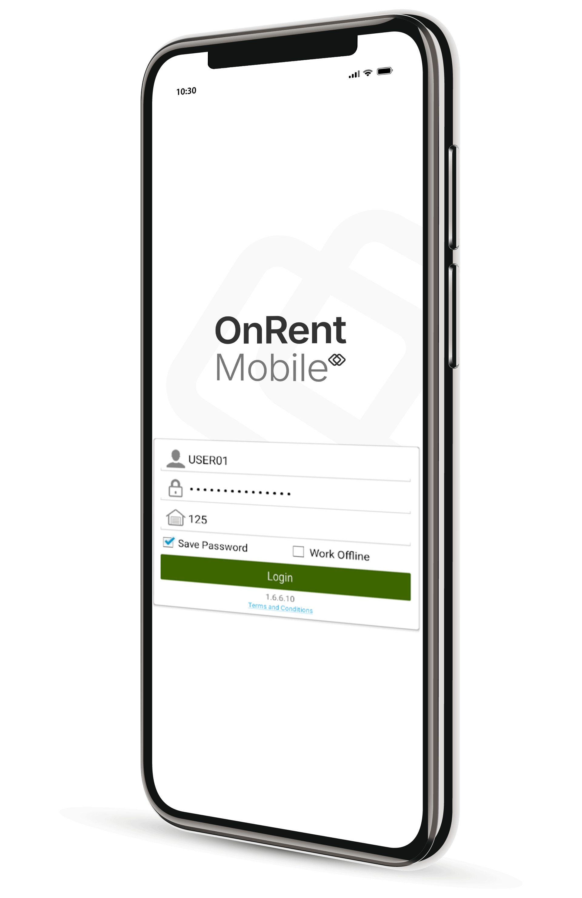 OnRentMobileApp-Login screen slant