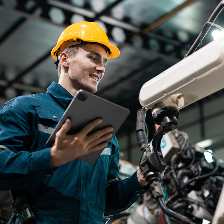 Robotic-engineer-automatic-mechanic-checking-quality