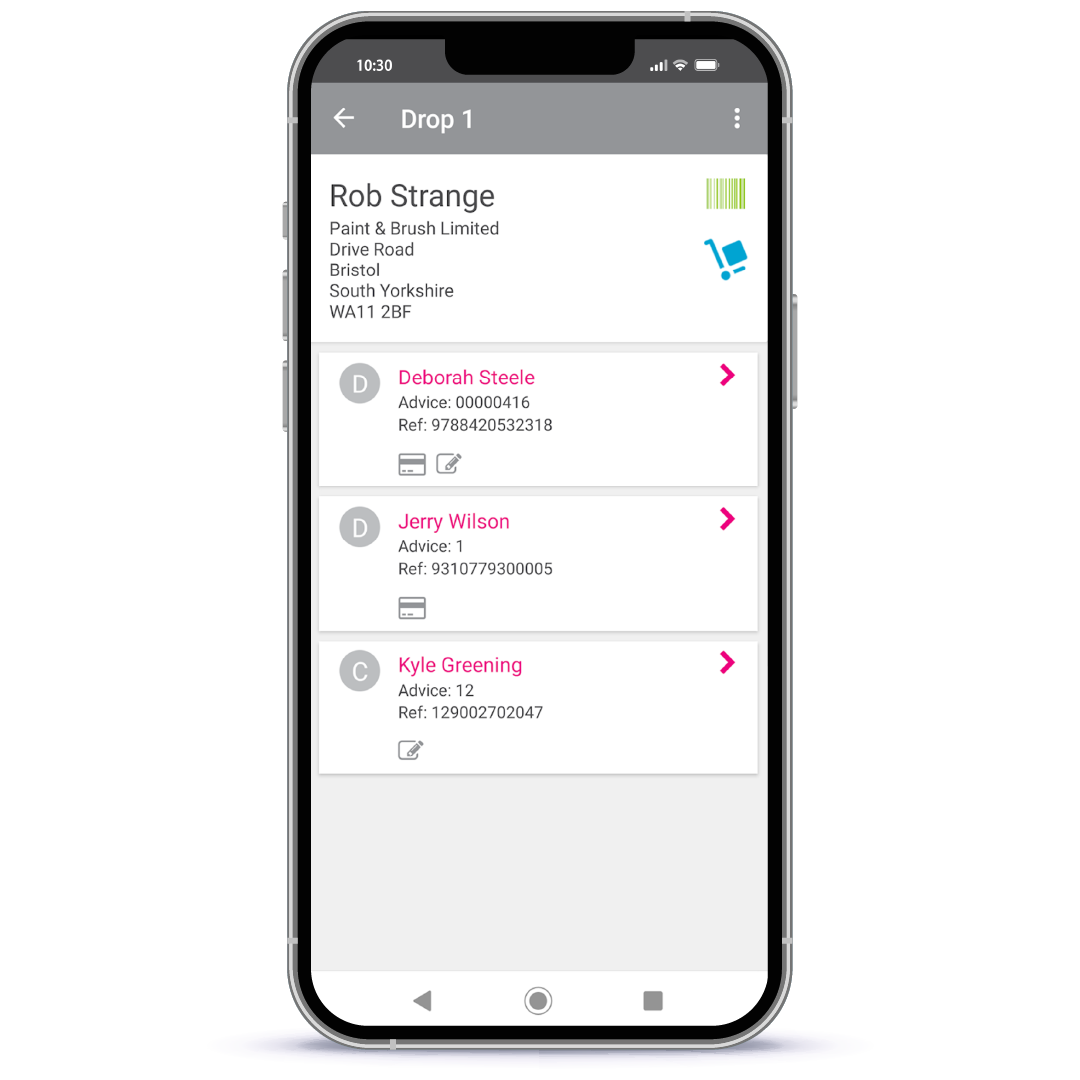 ePOD-app-scherm voor leveringsbevestiging