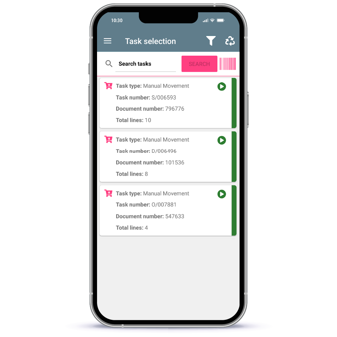 eWarehouse Apps-volgscherm
