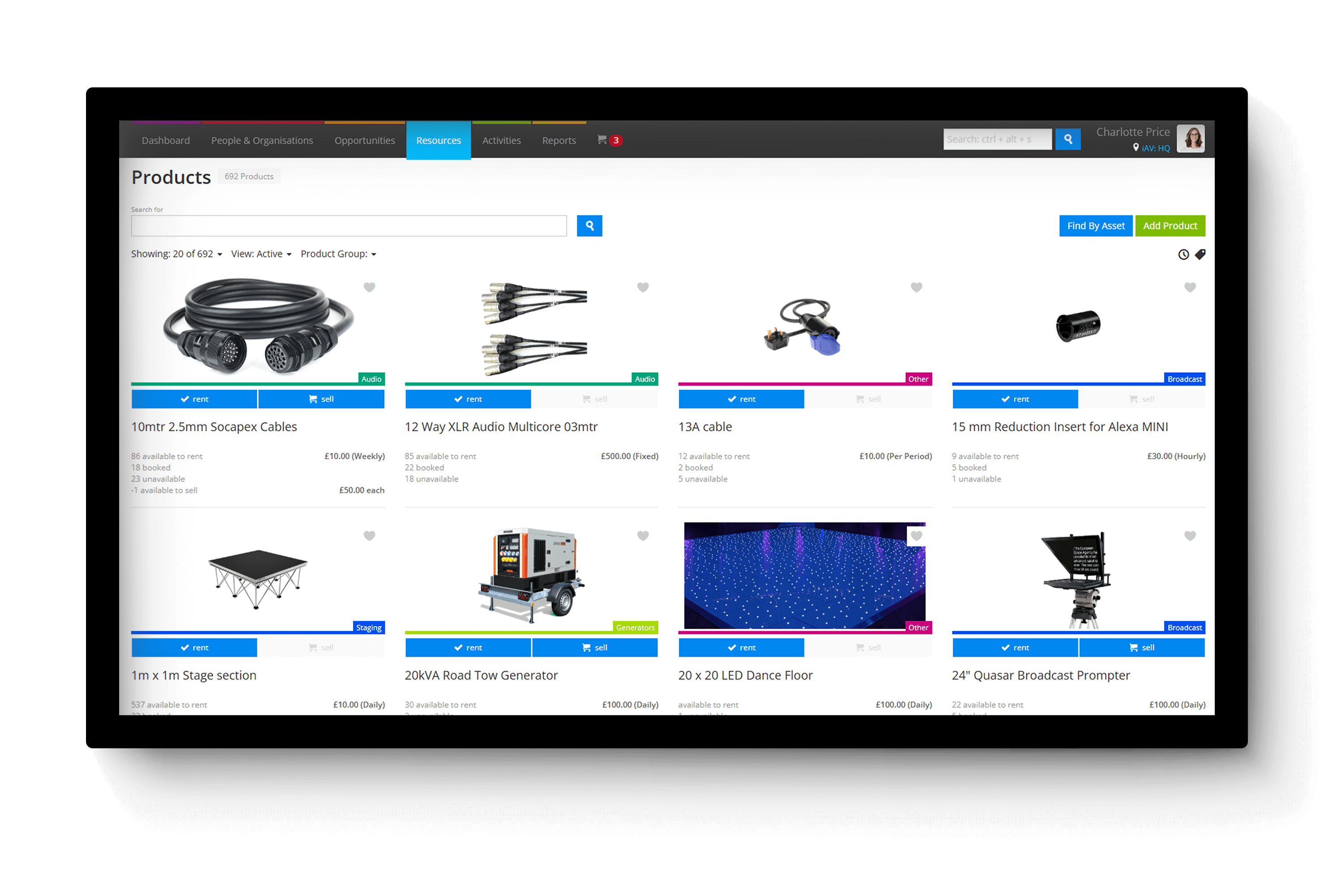 OnRent Events Equipment Inventory