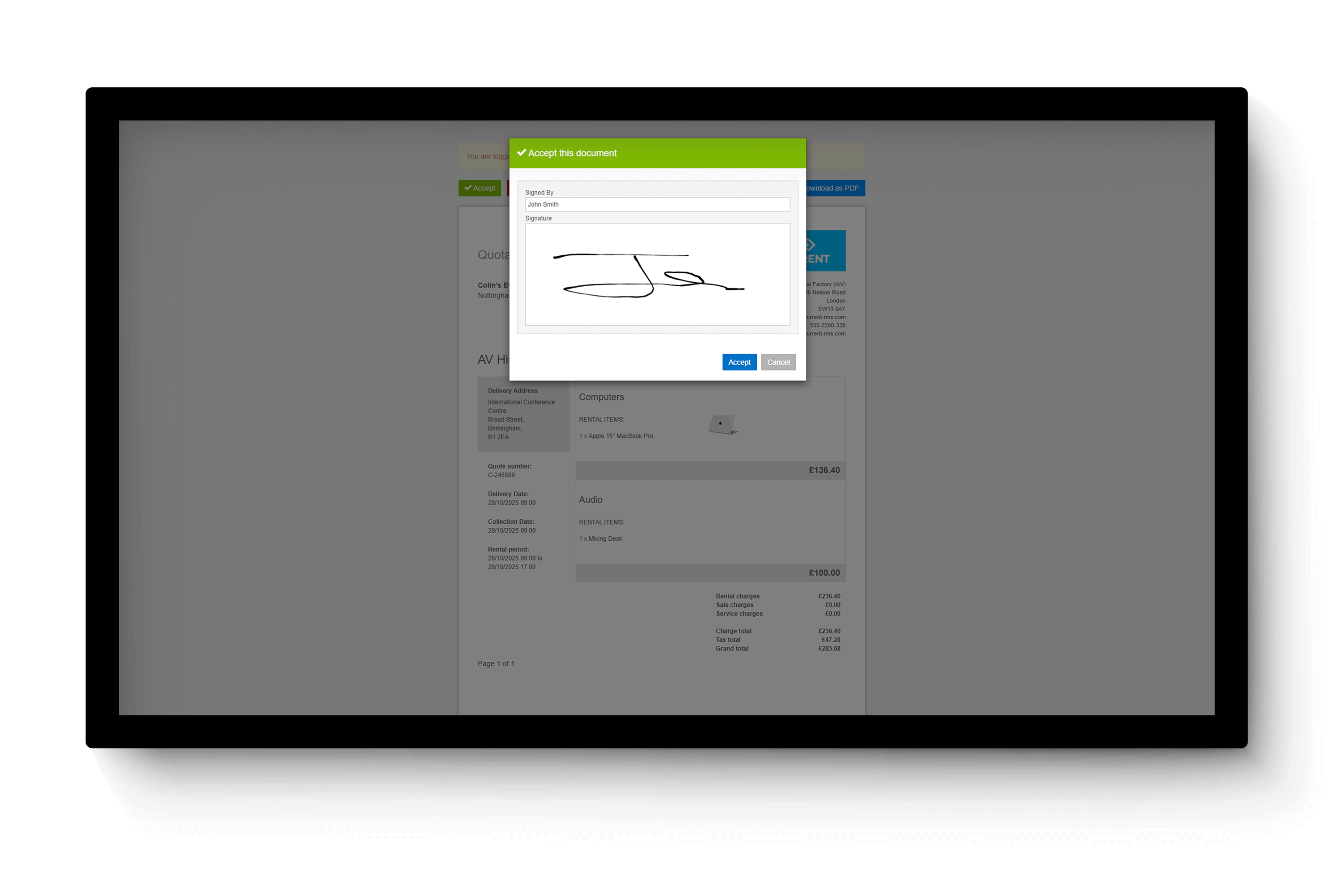 OnRent Events Financial Admin