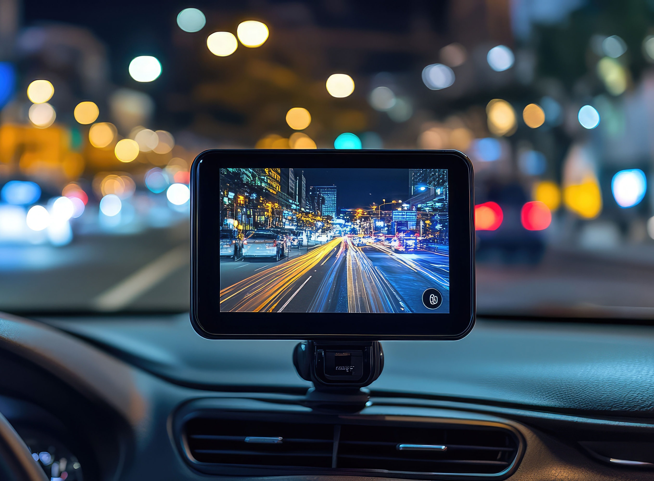 Video-recorder-screen-in-the-car-interior
